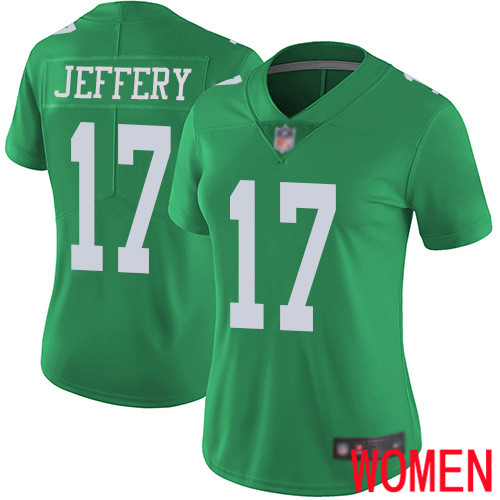Women Philadelphia Eagles #17 Alshon Jeffery Limited Green Rush Vapor Untouchable NFL Jersey Football